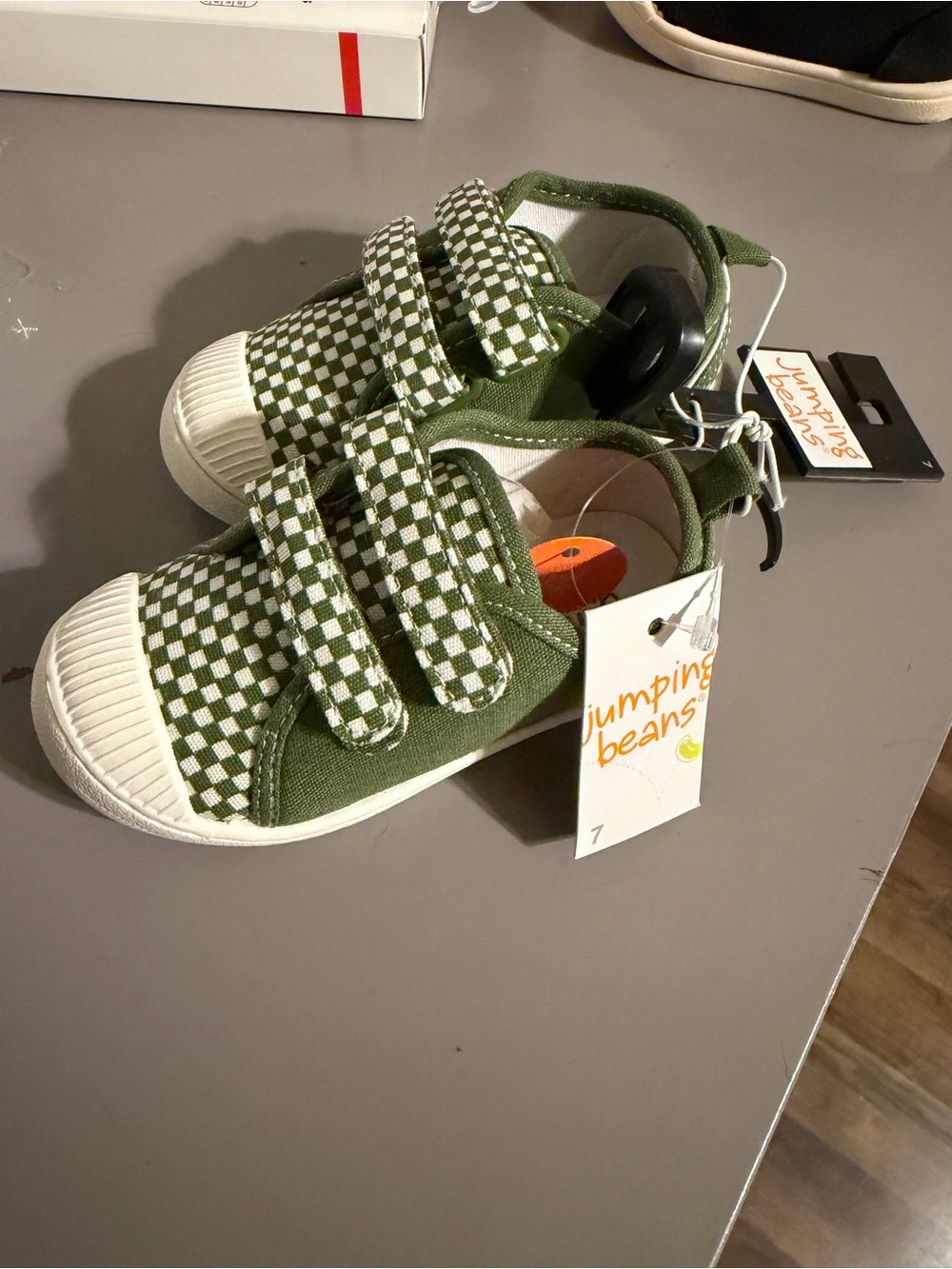 Jumping Beans Kids Green, Blue and Checkerboard Velcro Sneakers